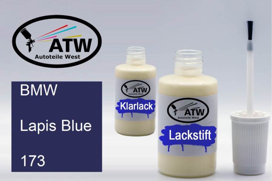 BMW, Lapis Blue, 173: 20ml Lackstift + 20ml Klarlack - Set, von ATW Autoteile West.